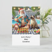 Kerst in juli Zwembadfeest met de Kerstman Kaart (Staand voorkant)