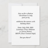 Kerst in juli Zwembadfeest met Santa Claus Invi Kaart (Achterkant)