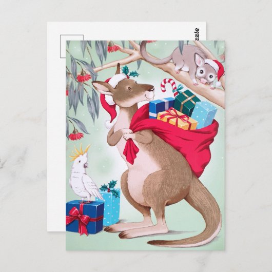 Kerst in Kangaroo - Australische kerstkunst Briefkaart (Voorkant / Achterkant)