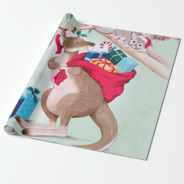 Kerst in Kangaroo - Australische kerstkunst Cadeaupapier