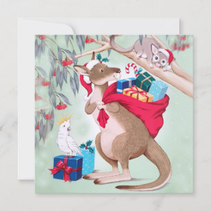 Kerst in Kangaroo - Australische kerstkunst Kaart