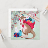 Kerst in Kangaroo - Australische kerstkunst Kaart (Voorkant / Achterkant in situ)