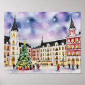 Kerst in Madrid Spanje Waterverf Poster (Voorkant)