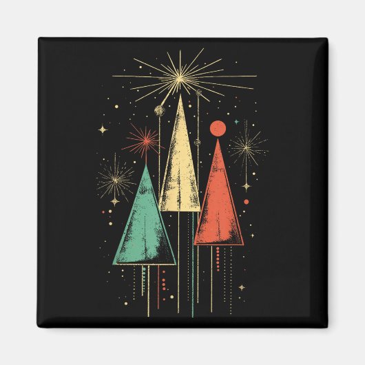 Kerst in Mid Century Modern stijl Magneet (Voorkant)