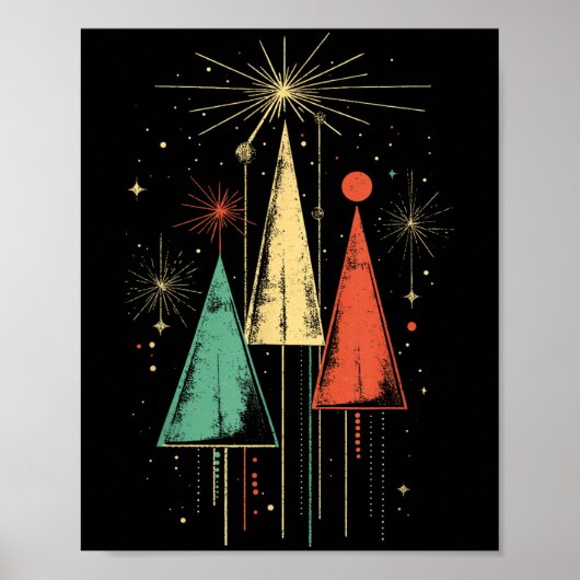 Kerst in mid-century modern stijl poster (Voorkant)