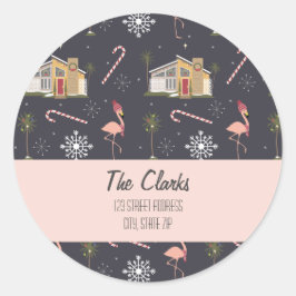 Kerst in Mideeuw - palmboom - adresklasse Ronde Sticker