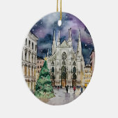 Kerst in Milaan Italië Waterverf Reizen Keramisch Ornament (Rechts)