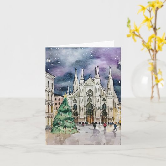 Kerst in Milaan Waterverf Kaart (Gele Bloem)