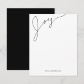 Kerst in modern script zwart en wit notitiekaartje (Voorkant / Achterkant)