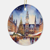 Kerst in München Duitsland Waterverf Keramisch Ornament (Links)