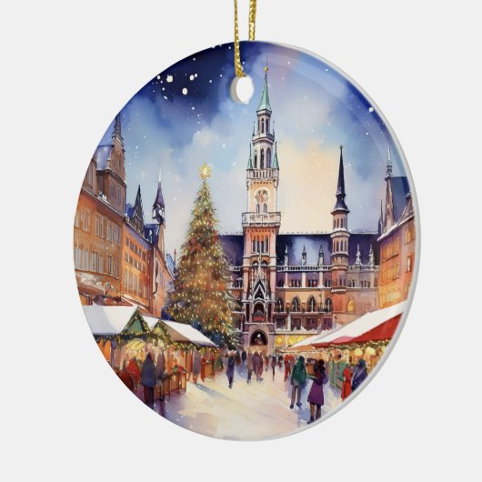 Kerst in München Duitsland Waterverf Keramisch Ornament (Links)