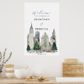 Kerst in New York bruiloft welkomstbord poster (Keuken)