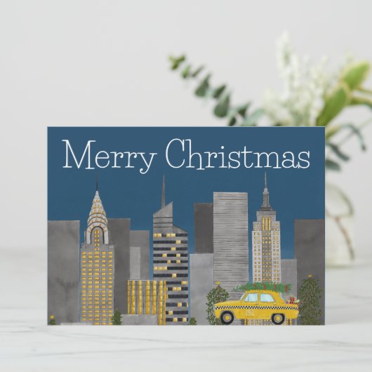Kerst in New York City  Feestdagenkaart (Staand voorkant)