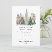 Kerst in New York huwelijksuitnodiging Kaart (Staand voorkant)