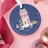 Kerst in nieuwe huis Schattigee stad & roze retro  Ornament