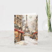 Kerst in Parijs: Eiffeltoren Feeststraat Feestdagen Kaart (Voorkant)
