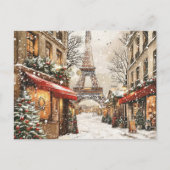 Kerst in Parijs: Eiffeltoren Feeststraat Feestdagenkaart (Voorkant)