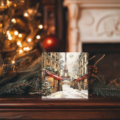 Kerst in Parijs: Eiffeltoren Feeststraat Feestdagenkaart