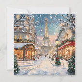 Kerst in Parijs: Eiffeltoren Winter Wonderland Feestdagenkaart (Voorkant)