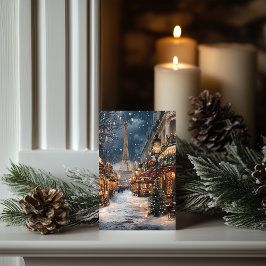 Kerst in Parijs: Eiffeltorenmarkt bij nacht Feestdagen Kaart