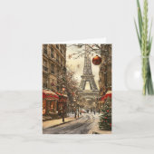 Kerst in Parijs: feestelijke Eiffeltoren Boulevard Feestdagen Kaart (Voorkant)