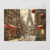 Kerst in Parijs: feestelijke Eiffeltoren Boulevard Feestdagenkaart (Voorkant)