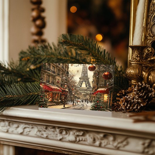 Kerst in Parijs: feestelijke Eiffeltoren Boulevard Feestdagenkaart