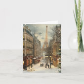 Kerst in Parijs: gezellige Eiffeltoren straat Feestdagen Kaart (Voorkant)