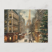Kerst in Parijs: gezellige Eiffeltoren straat Feestdagenkaart (Voorkant)