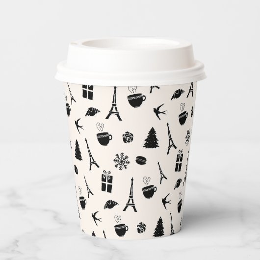 Kerst in Parijs | Joyeux Noel Papieren Bekers (Achterkant)