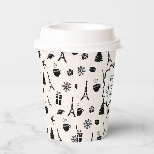 Kerst in Parijs | Joyeux Noel Papieren Bekers (Rechts)
