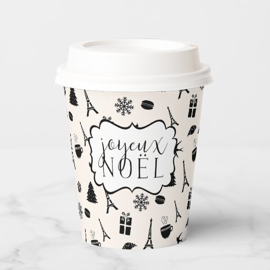 Kerst in Parijs | Joyeux Noel Papieren Bekers (Voorkant)