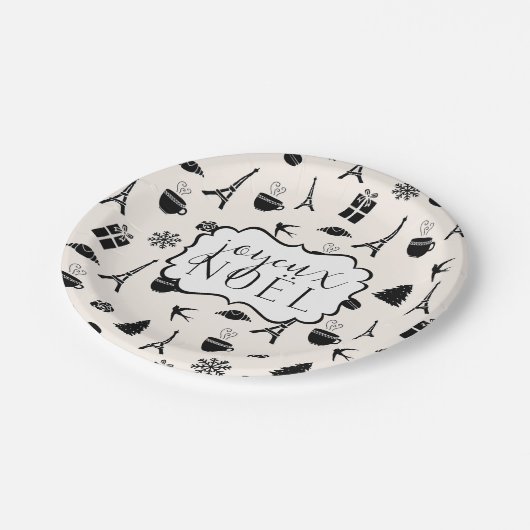 Kerst in Parijs | Joyeux Noel Papieren Bordje (Gekanteld)