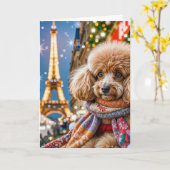 Kerst in Parijs Poedel Kaart (Gele Bloem)