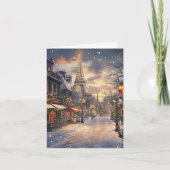Kerst in Parijs: schemering bij de Eiffeltoren Feestdagen Kaart (Voorkant)