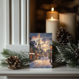Kerst in Parijs: schemering bij de Eiffeltoren Feestdagen Kaart