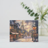 Kerst in Parijs: schemering bij de Eiffeltoren Feestdagenkaart (Staand voorkant)