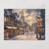 Kerst in Parijs: schemering bij de Eiffeltoren Feestdagenkaart (Voorkant)