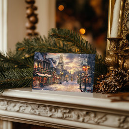 Kerst in Parijs: schemering bij de Eiffeltoren Feestdagenkaart