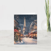 Kerst in Parijs: sprankelende Eiffeltoren Avenue Feestdagen Kaart (Voorkant)