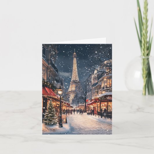 Kerst in Parijs: sprankelende Eiffeltoren Avenue Feestdagen Kaart (Voorkant)