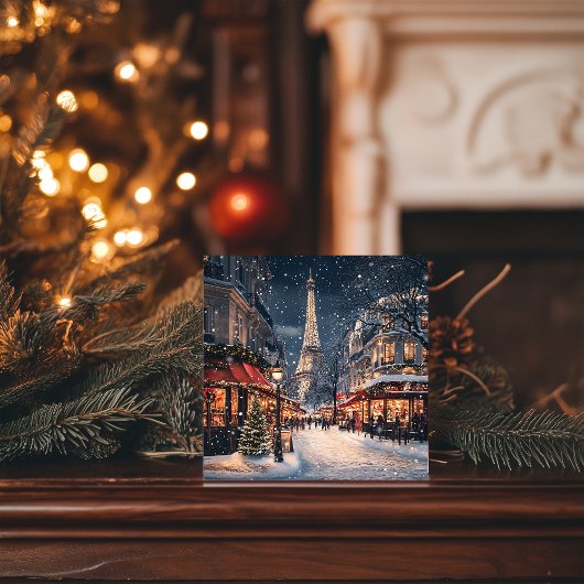 Kerst in Parijs: sprankelende Eiffeltoren Avenue Feestdagenkaart