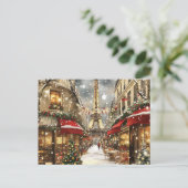Kerst in Parijs: Vakantie charme op Eiffellaan Feestdagenkaart (Staand voorkant)