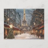 Kerst in Parijs: verlichte Eiffeltoren Feestdagenkaart (Voorkant)