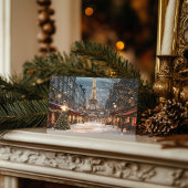 Kerst in Parijs: verlichte Eiffeltoren Feestdagenkaart