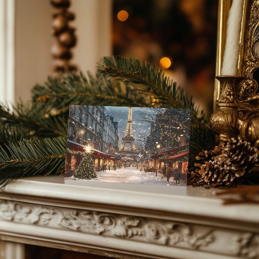 Kerst in Parijs: verlichte Eiffeltoren Feestdagenkaart