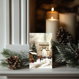 Kerst in Parijs: winterscène Arc de Triomphe Feestdagen Kaart