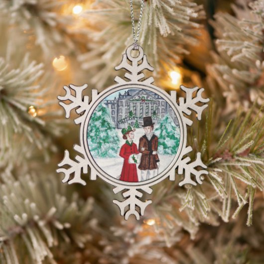 Kerst in Pemberley Tin Sneeuwvlok Ornament (Boom)
