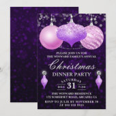 Kerst in roze en Paarse Baubles Kaart (Voorkant / Achterkant)