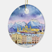 Kerst in Salzburg Oostenrijk Waterverf Keramisch Ornament (Links)